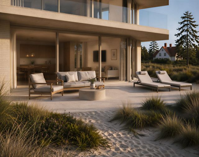 Residentie Verdure - terras van het gelijkvloerse appartement met privatief aansluitend stuk duin en zicht op de leefruimte