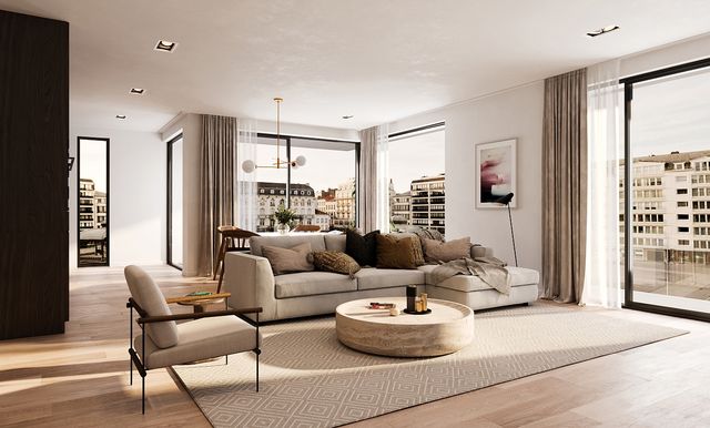 Residentie Savoye - royale leefruimte met parket in witte eik en grote raampartijen